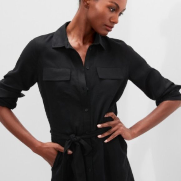 Banana Republic Dresses & Skirts - Banana Republic Black Shirt Long Sleeve Dress Size 14
